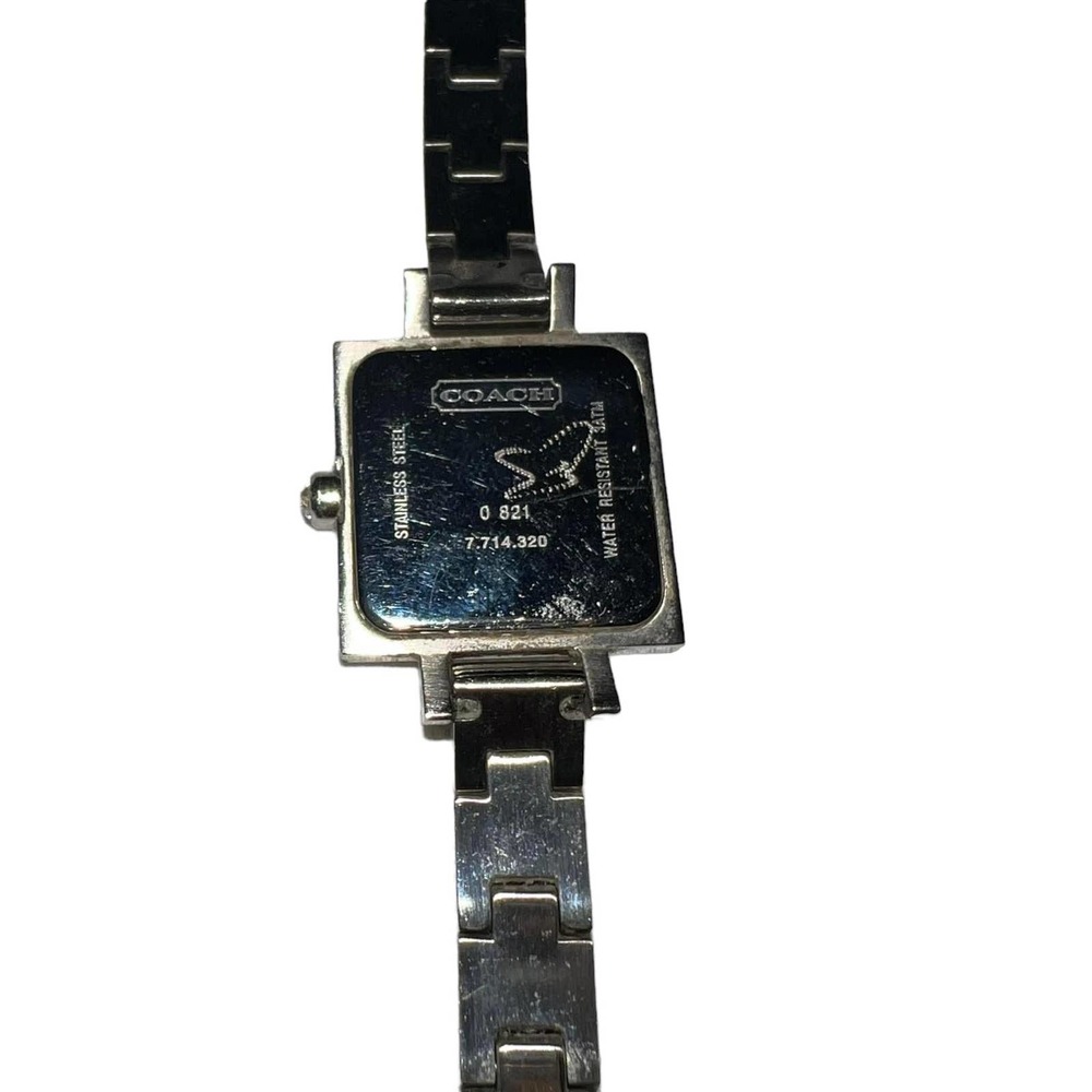 Coach Silver Tone Petite Square Link Watch 0821 New Battery - Picture 6 of 6